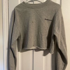 Gray and black cropped crew neck